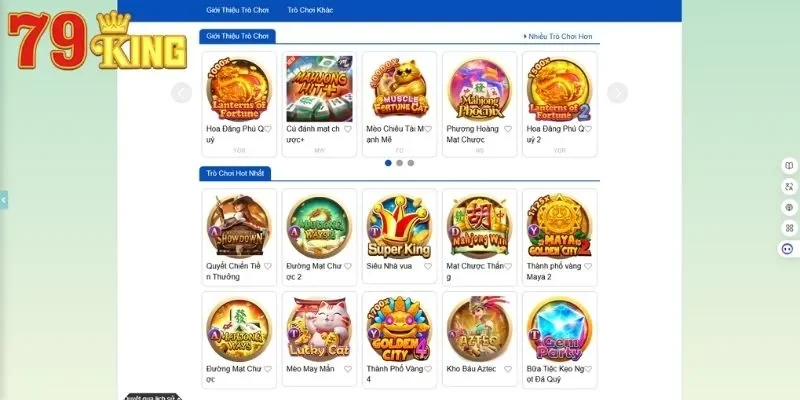 79King 10 Sảnh quay hũ hấp dẫn với nhiều phần quà lớn